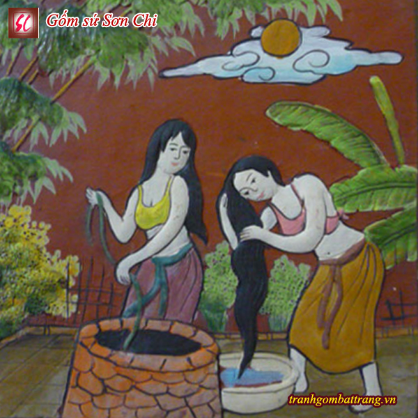 Tranh Gốm Bát Tràng Thiếu Nữ